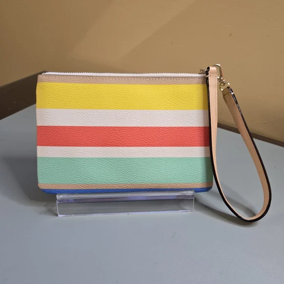KATE SPADE Grove Street Multicolor Striped Double Zip Wristlet - Picture 2 of 9